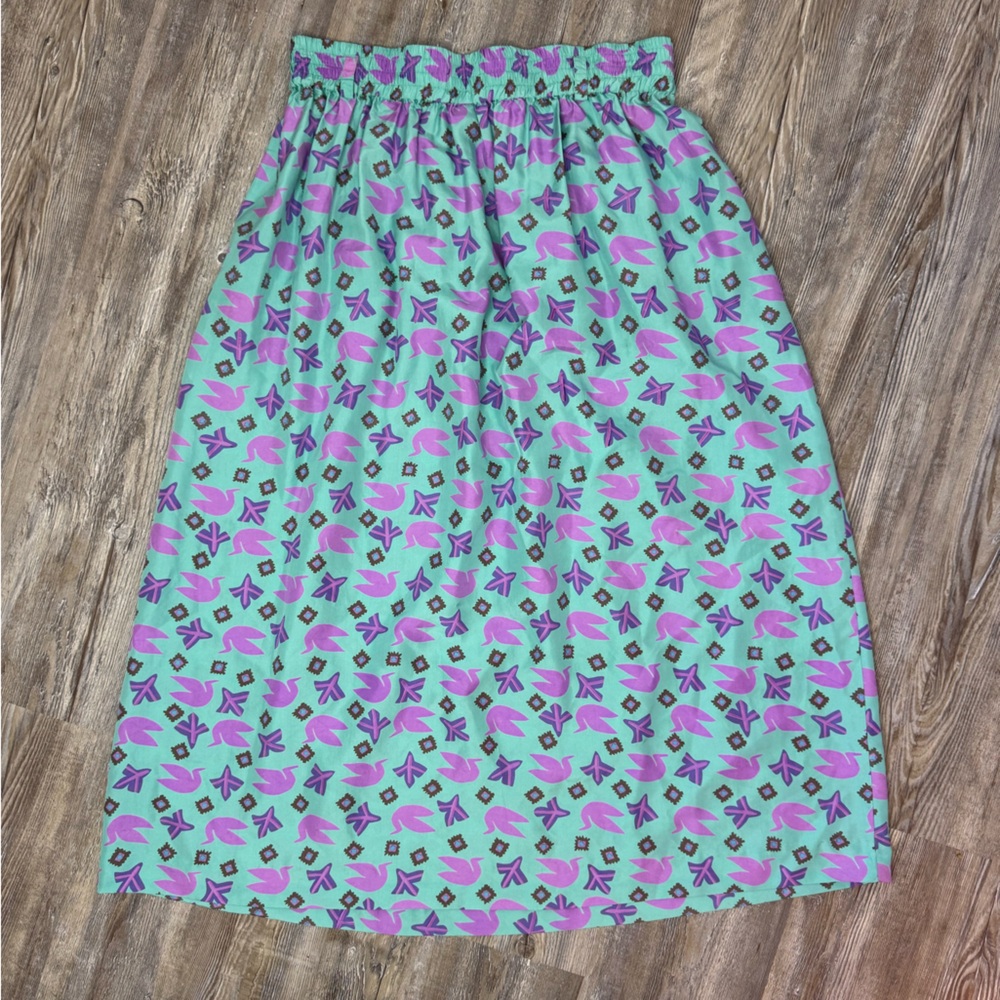Segrets by Segrid Olson Turquoise Dove Vintage Silk Skirt Size 10 - Picture 2 of 5